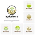 Set of Agriculture Logo concept. Nature Farm Logo Design Template Vector. Icon Symbol