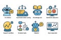 Set of AI and Customer Support Icons in Flat Style Royalty Free Stock Photo