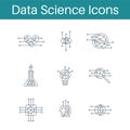 Set of 9 ai or data science outline icons