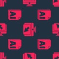 Set AI file document and Computer monitor and cursor on seamless pattern. Vector