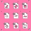 Set AI file document, MSG, MOV, CSS, MP3, OTF, RAW and WMA icon. Vector Royalty Free Stock Photo