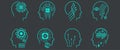 Set of AI line style, machine learning robot heads. Collection of Artificial intelligence icons. smart robotic head. and Royalty Free Stock Photo