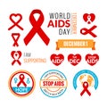 Set of AIDS badges. Vector collection. Stop AIDS