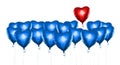 Set of Air Balloons. Bunch of color heart shaped foil balloons isolated on white background. Love. Holiday celebration.