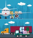 Set of Air Cargo and Transport Services Royalty Free Stock Photo
