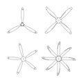 Set of aircraft in outline style. Airplane propellers on white background Royalty Free Stock Photo