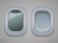 Set of Aircraft windows. Plane portholes isolated on transparent background. Vector.