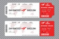 Set of airline boarding pass tickets on a transparent background Royalty Free Stock Photo