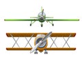 Set of airplane in cartoon style isolated on white background. Agricultural propeller plane. Vector illustration Royalty Free Stock Photo