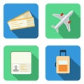 Set of airplane icons in flat design style