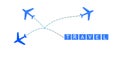 Set of airplane routes illustration design style .