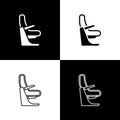 Set Airplane seat icon isolated on black and white background. Vector Royalty Free Stock Photo