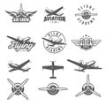 Set of airplane show labels and elements