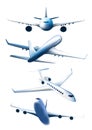 Set of airplanes in different foreshortening Royalty Free Stock Photo