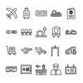 Set of airport outline icon style Royalty Free Stock Photo