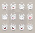 Set of alarm clock emotions Royalty Free Stock Photo