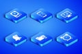 Set Alarm clock, Hard disk drive HDD sync refresh, Delete folder, Bell, Dead mobile and monitor icon. Vector