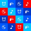 Set Alarm clock, Water tap, Waiting and Music note, tone icon. Vector Royalty Free Stock Photo