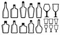 Set alcohol bottle and glass Royalty Free Stock Photo