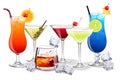 Set of alcohol and fruit cocktails and drinks illustration