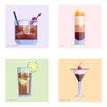 Set of alcoholic cocktails isolated fruit cold drinks tropical cosmopolitan freshness collection and party alcohol sweet Royalty Free Stock Photo