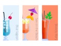 Set of alcoholic cocktails isolated fruit cold drinks tropical cosmopolitan freshness collection and party alcohol sweet Royalty Free Stock Photo