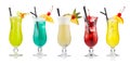 Set of alcoholic cocktails isolated on white Royalty Free Stock Photo