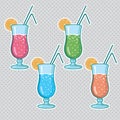 Set of alcoholic cocktails isolated on white background Royalty Free Stock Photo