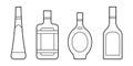 Set of alcoholic linear bottles illustration. Alcohol cocktails drinks icons. Bar menu flat vector logos Royalty Free Stock Photo