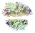 Set of Alexandrite crystals in rough green Beryl Royalty Free Stock Photo
