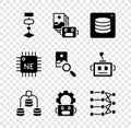 Set Algorithm, Artificial intelligence robot, Server, Data, Robot setting, Neural network, Processor CPU and Photo Royalty Free Stock Photo