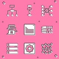Set Algorithm, Neural network, Chat bot, Web developer programming code, Binary, Server, Data and Computer api interface Royalty Free Stock Photo