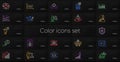 Set of Algorithm, Notification and Calculator line icons. For design. Vector