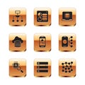 Set Algorithm, Processor CPU, Server, Data, Mobile phone, Cloud database, Neural network and Computer api interface icon Royalty Free Stock Photo