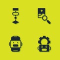 Set Algorithm, Robot setting, Chat and Photo retouching icon. Vector