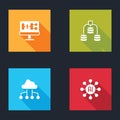 Set Algorithm, Server, Data, Network cloud connection and Neural network icon. Vector Royalty Free Stock Photo