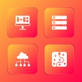 Set Algorithm, Server, Data, Network cloud connection and Neural network icon. Vector Royalty Free Stock Photo