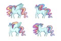 Set of alicorn, unicorn, pegasus and horse. Vector illustration in cartoon style Royalty Free Stock Photo