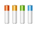 Set of Alkaline AA Batteries Diffrent Color on background
