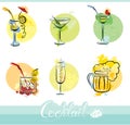 Set of alkohol drinks images in grunge style. Call