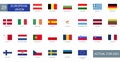 Set of all flags of European countries in rectangular shape with description - Vector Royalty Free Stock Photo