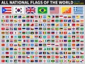 Set of all national flags of the world . Stamp flag design . Element vector