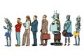 The set of all people. Woman man robot hipster businessman