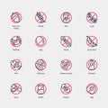 Set of allergens line icons isolated on light background