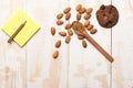 Set of almonds and chocolate chip cookie Royalty Free Stock Photo