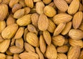 Set almonds roasted without shell pattern natural whole grains of walnut close-up background Royalty Free Stock Photo