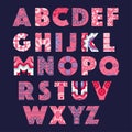 Set of alphabet letters with abstract ethnic tribal patterns.