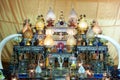 Set of altar table. Buddha altar table in buddhism Church inside the Wat Phra Non Chakkasi Worawihan temple. Royalty Free Stock Photo