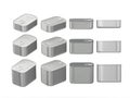 Set of aluminum rectangle tin cans in various sizes, clipping p