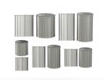 Set of aluminum tin cans in various sizes, clipping path includ